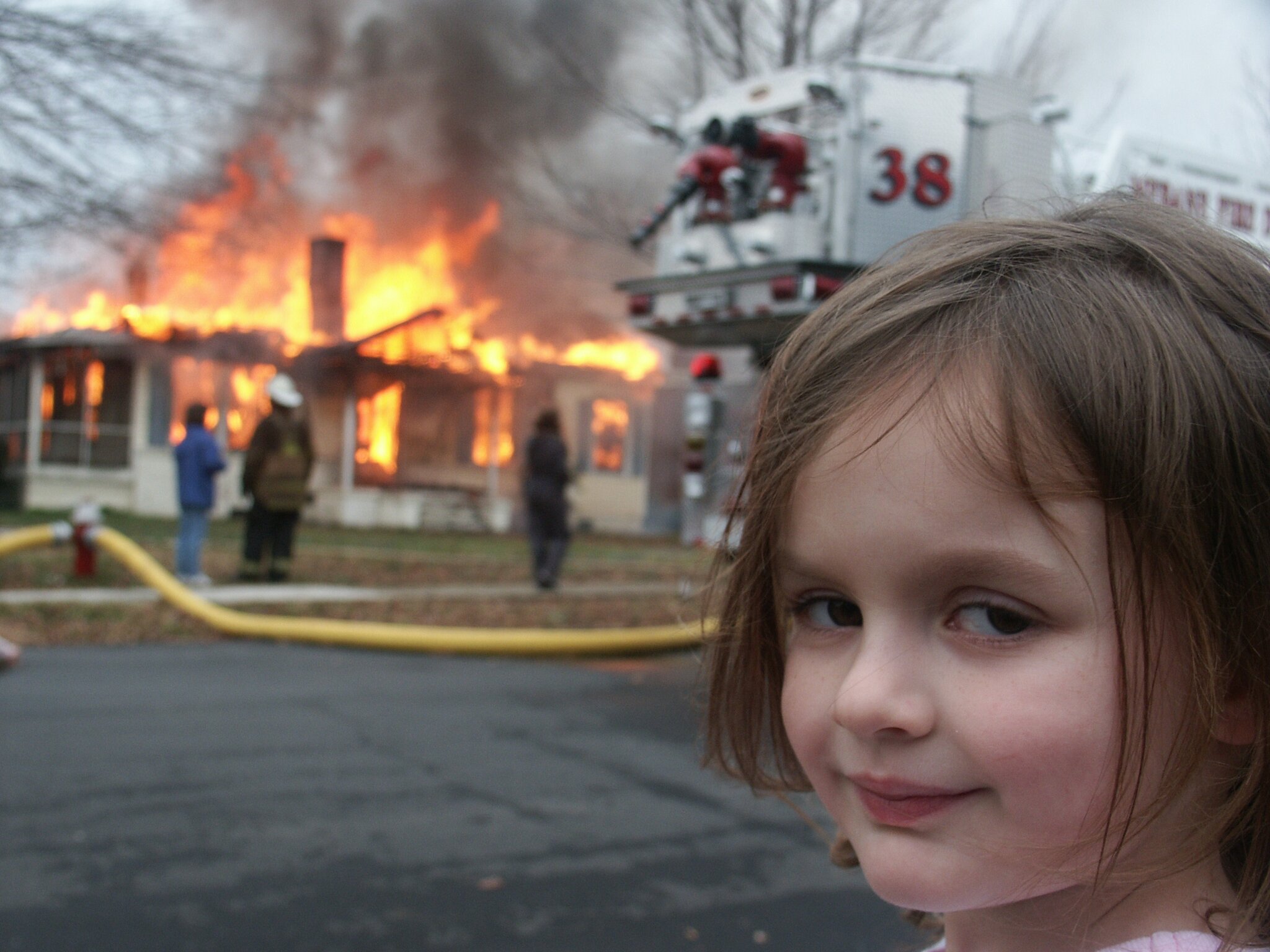 Disaster Girl meme representing the disruption of traditional interview prep